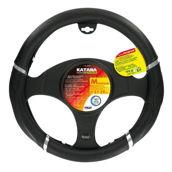ΚΑΛΥΜΜΑ ΤΙΜΟΝΙΟΥ KATANA 37/39cm ΜΑΥΡΟ ΔΕΡΜΑΤΙΝΗ ΟΙΚΟΛΟΓΙΚΟ (KANONIKA TIMONIA)