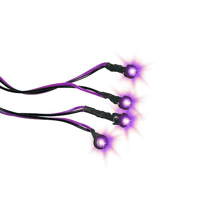 ΣΕΤ ΛΑΜΠΑΚΙΑ 4 LED / 12V 5mm (Μωβ)